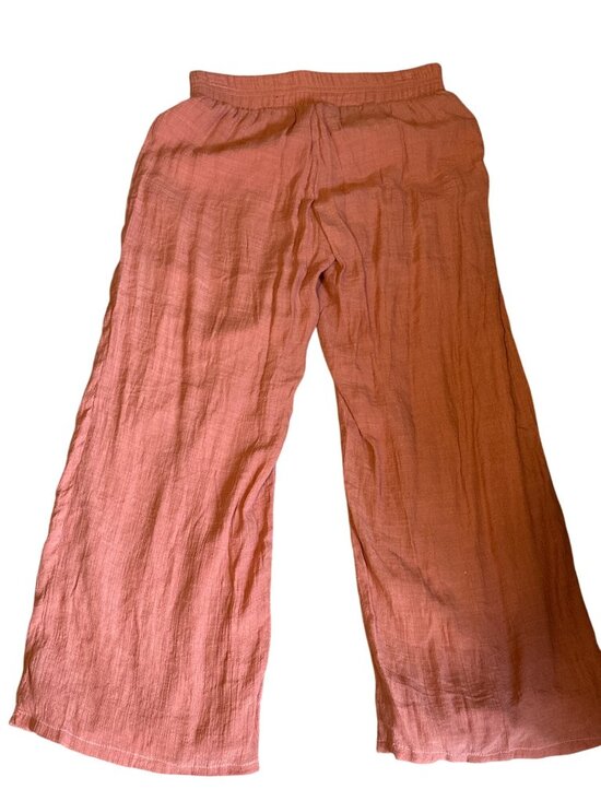 new directions Pants - New Directions Womens Rust Elastic Waist Wide-Leg Pants M Lightweight Relaxed Fi